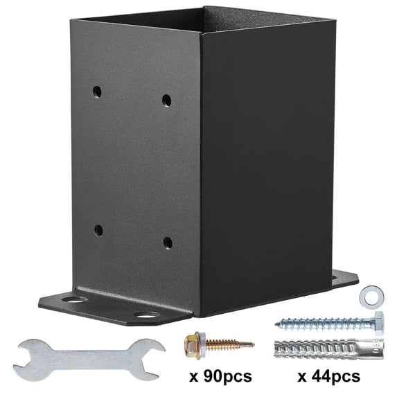 SKYSHALO 10-Pack 4x4 Post Anchors, 3.6"x3.6" Inner Dimension, Durable Powder-Coated Support Brackets in Matte Black for Deck, Pavilion, and Railing Foundation