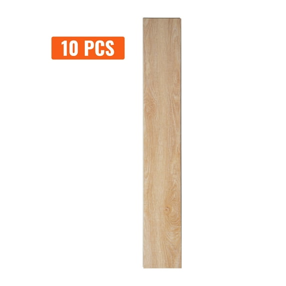SKYSHALO 10 Pieces Interlocking Vinyl Floor Tiles Natural Wood Grain 5.5mm Thick