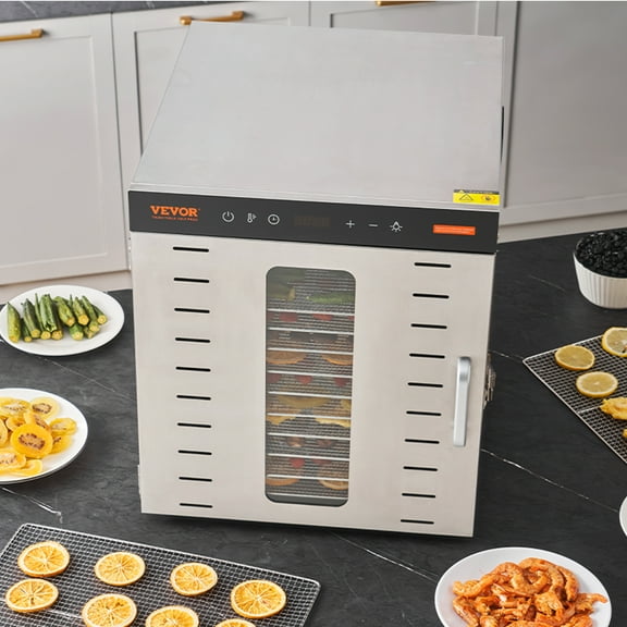 VEVOR 10 Trays Food Dehydrator Machine Stainless Steel 1000W Jerky Fruit Drying