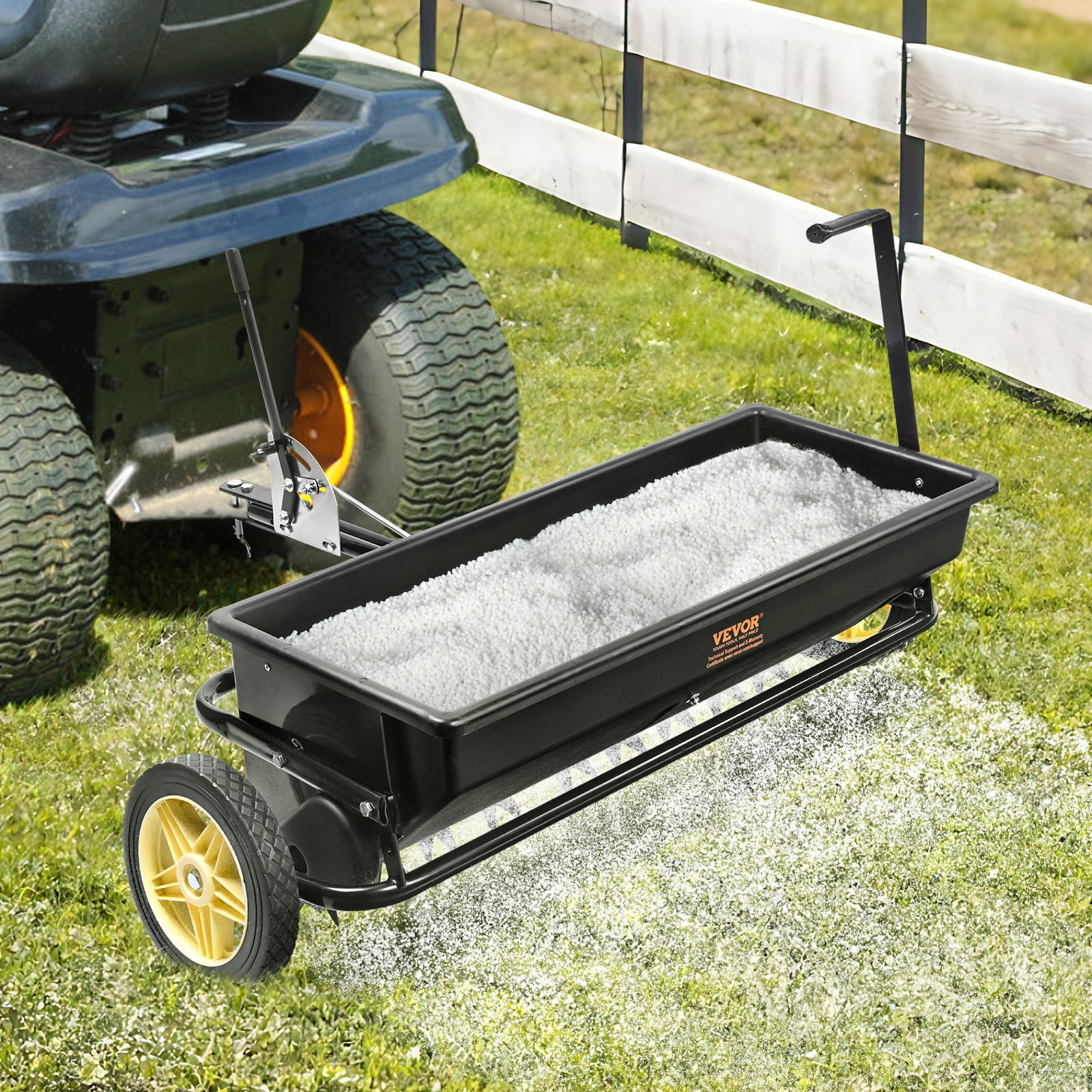 SKYSHALO 100 LB Broadcast Spreader for Lawn, Poly Drop Fertilizer