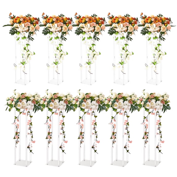 KFFKFF 10PCS 23.6inch Tall Wedding Column Flower Stand Display Rack Acrylic