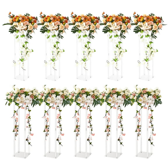KFFKFF 10PCS 23.6inch Tall Wedding Column Flower Stand Display Rack Acrylic