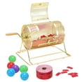 thumbnail image 1 of KFFKFF 11.6 x Ø7.48 inch Brass Plated Raffle Drum Lottery Spinning Drawing with Wooden Turning Handle Holds 2500 Tickets or 100 Ping Pong Balls for Bingo Ballot Part, 1 of 8