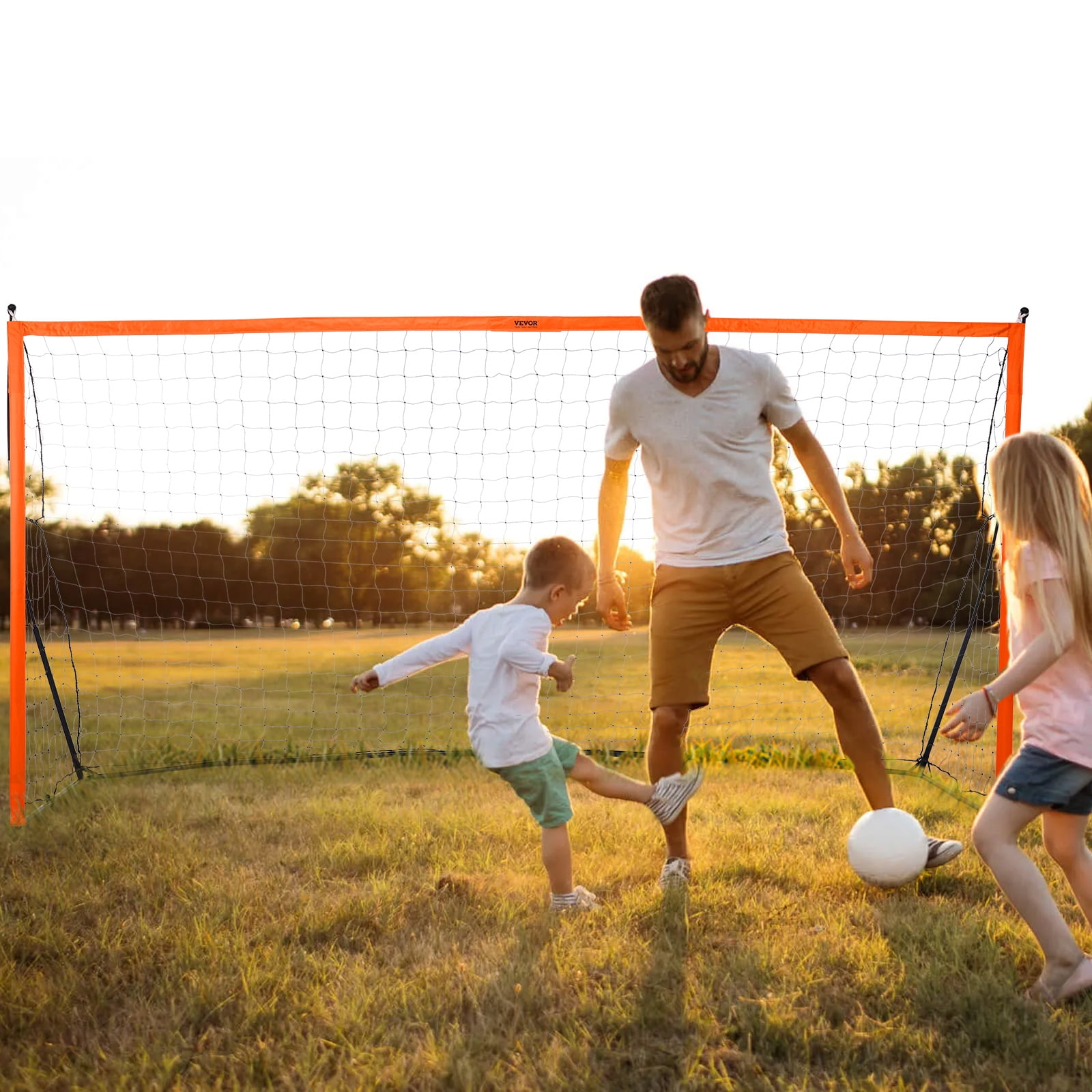 SKYSHALO 12.4x6.4 ft Portable Soccer Goal Kids Soccer Net Bag Backyard