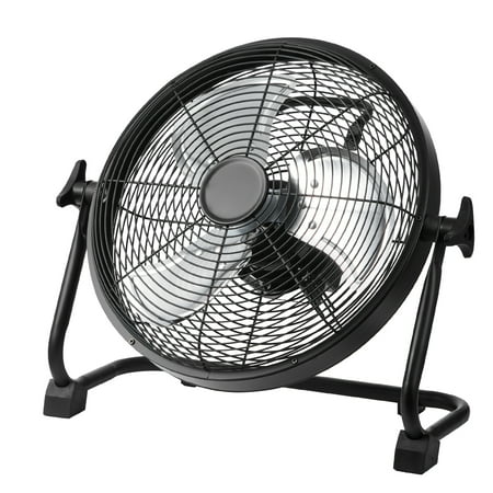 KFFKFF 12 in High Velocity Floor Fan, 3 Speed Heavy Duty Metal Fan with 360° Tilt for Warehouse, Workshop, Garage, Factory and Basement, Black