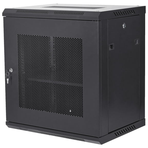 KFFKFF 12U Wall-Mounted Network Server Rack Cabinet Enclosure with 15.5'' Deep Door Lockl