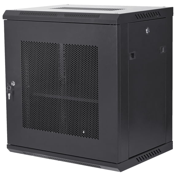 SKYSHALO 12U Wall-Mounted Network Server Rack Cabinet Enclosure with 15.5'' Deep Door Lockl