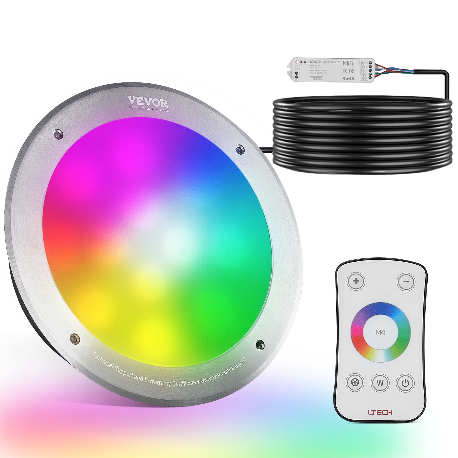 SKYSHALO 12V LED Pool Light 10 in 40W RGBW Color Changing Inground