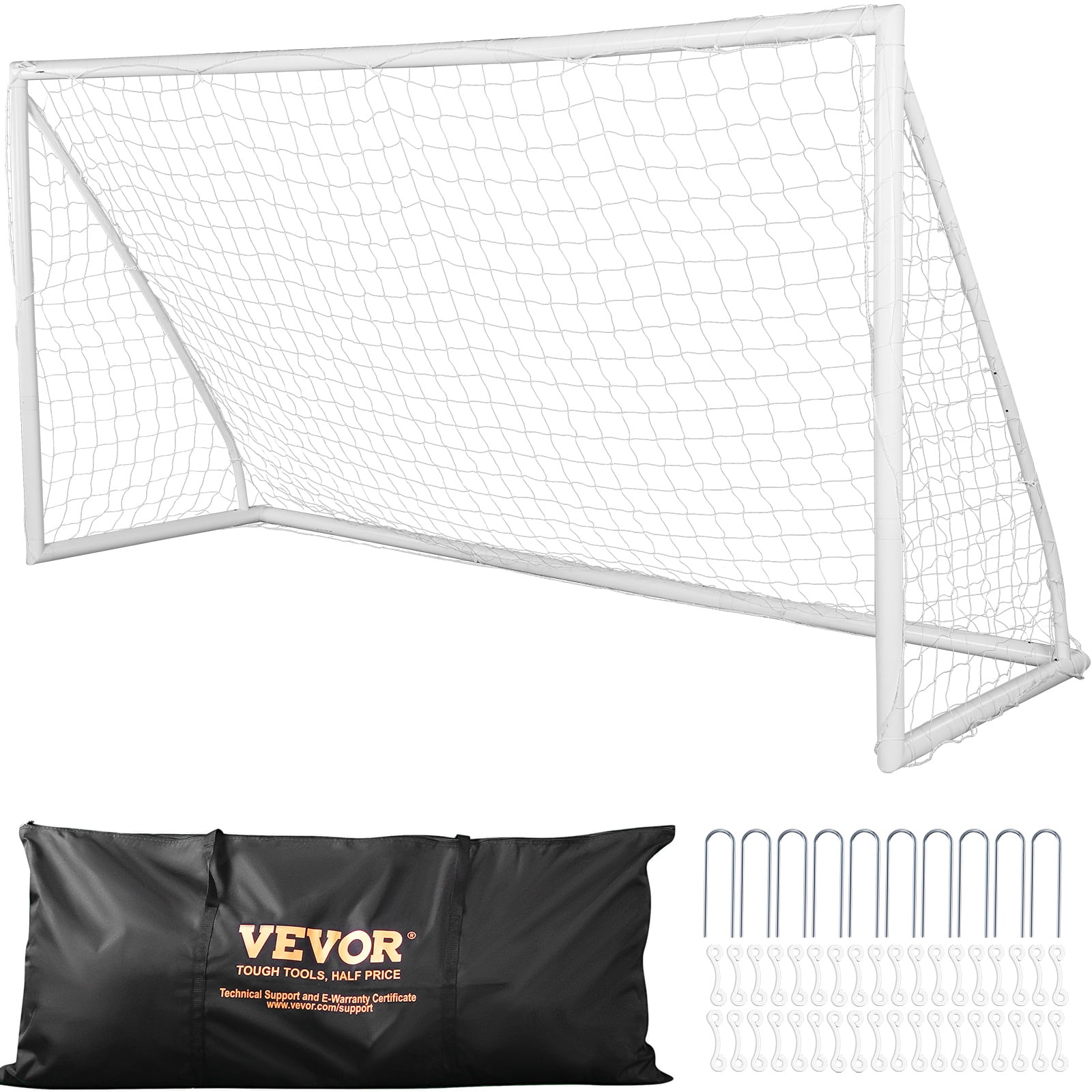 SKYSHALO 12x6 ft Portable Soccer Goal for Adults/Kids, Outdoor Training Net with Carry Bag, White