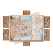 SKYSHALO 1500 Piece Puzzle Board W/ Storage Drawer ，Portable Wooden Jigsaw Puzzle Board, Puzzle Table, Puzzle Tray for Adults 32.7"x24.6"