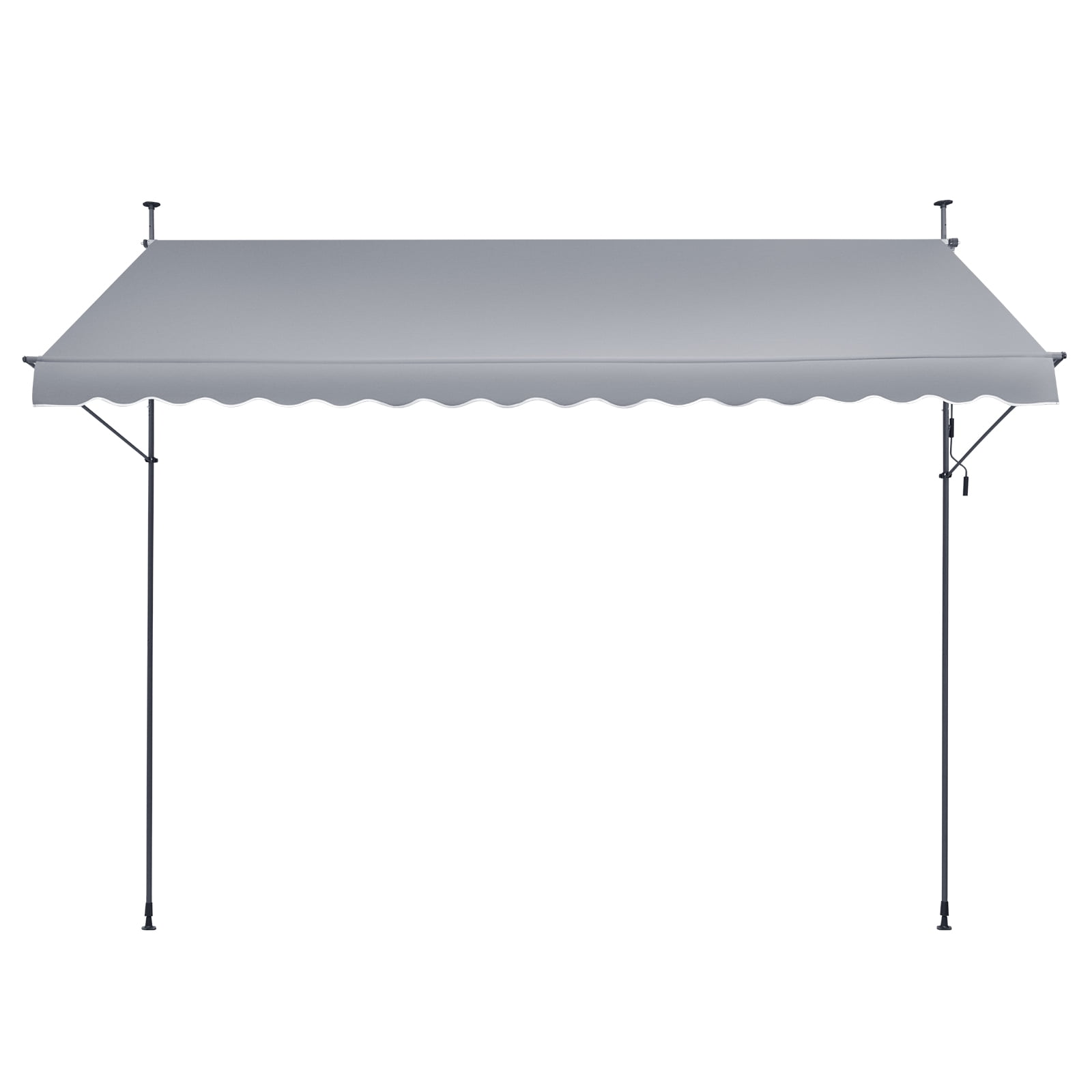 KFFKFF 157 x 47" Retractable Patio Awning, Manual Sunshade Canopy with Crank Handle, Height Adjustable 86 to 122 in, Dark Gray, Ideal for Outdoor Patio, Balcony, Yard