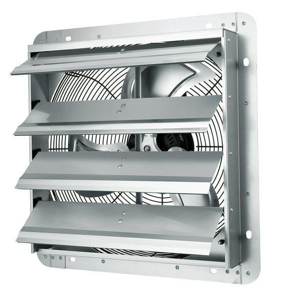 SKYSHALO 16" Aluminum 2000 CFM Shutter Exhaust Fan with 1450 RPM Speed for Shops, Silver