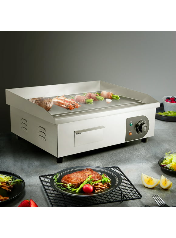 SKYSHALO 1600W 21" Commercial Electric Countertop Griddle Flat Top Grill Hot Plate