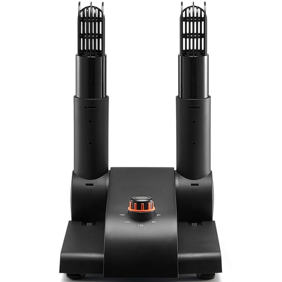 KFFKFF 180° Folding Dual-Tube Footwear Dryer, Compact Design with Timing Function, Equipped with Heating Blower & PP(V0 Flame Retardant) Material, Leather & Canvas Footwear, Socks - Black & Orange