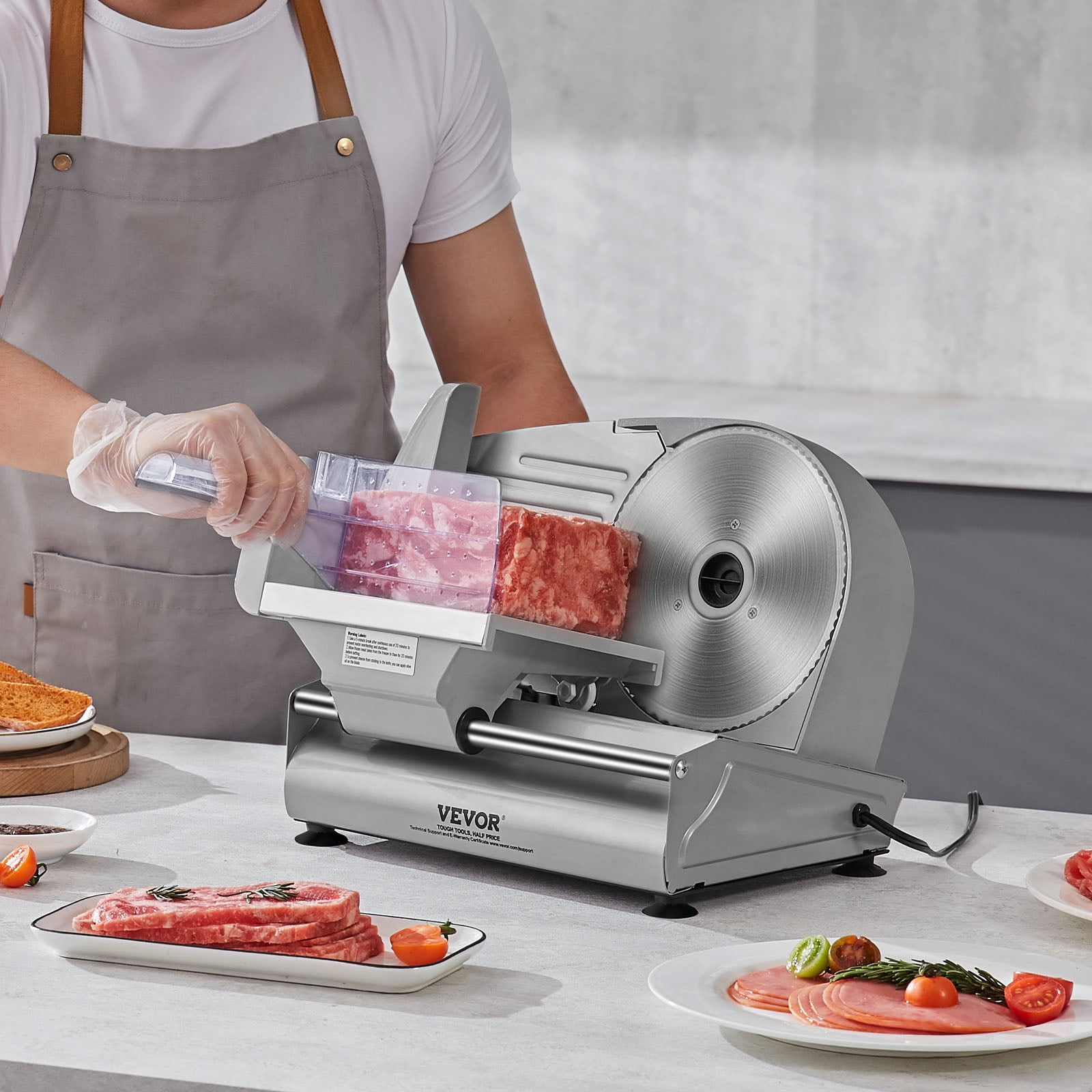 KFFKFF 180W Electric Meat Slicer Deli Food Slicer with 7.5 inch SUS420 Blade