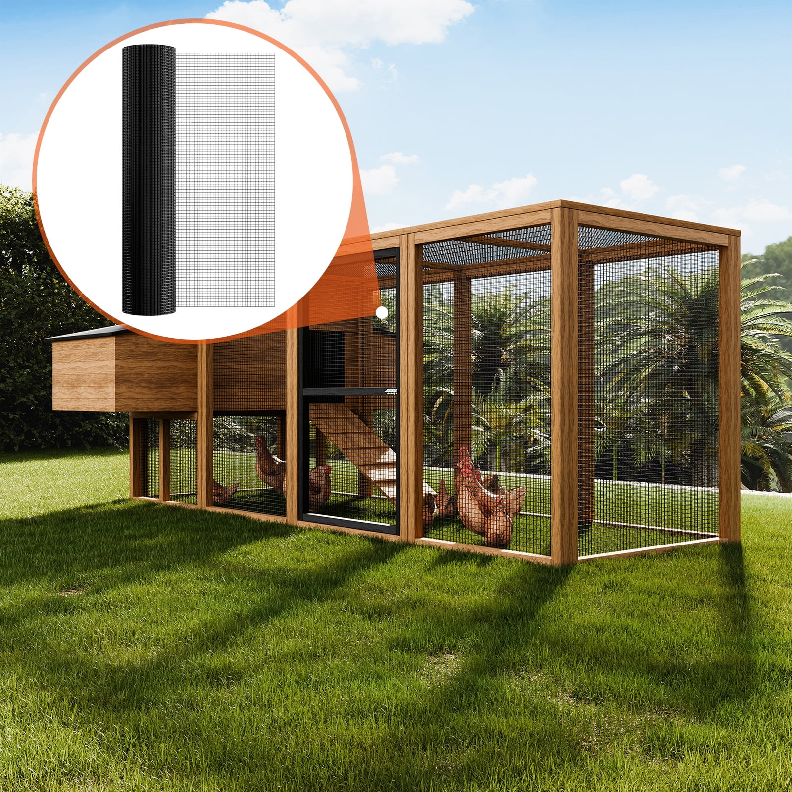 SKYSHALO Galvanized Hardware Cloth, 48''x50' Roll, 19 Gauge, VinylCoated Metal Mesh for Chicken