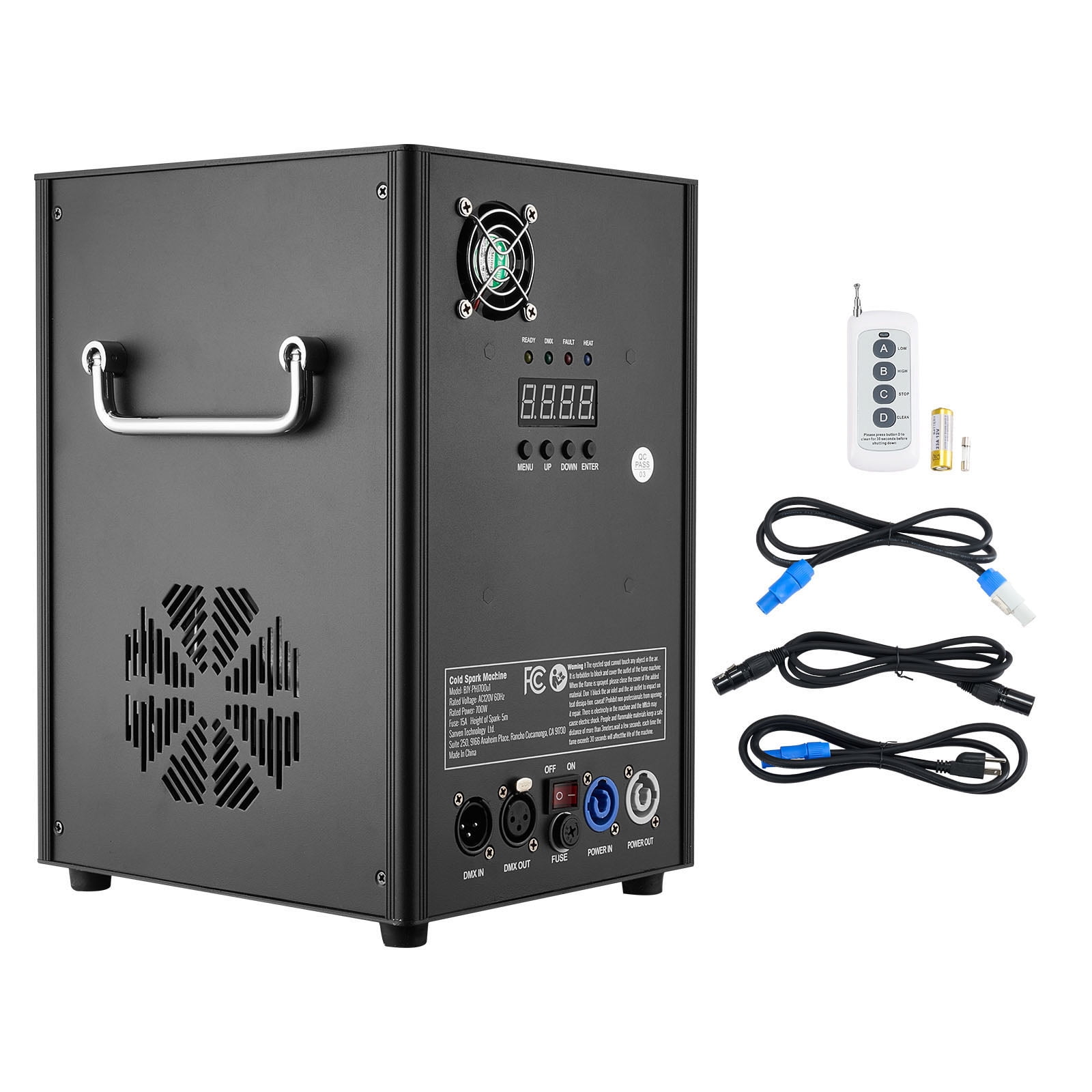 KFFKFF 1Pcs Cold Spark Machine, 700W 6.6-16.4ft Firework Machine DMX512 Adjustable Smart Stage Effect Machine Safe Great Low Noise Smokeless for Stage DJ Disco,Black