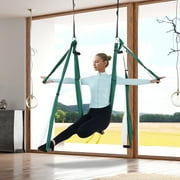 SKYSHALO 2.7 Yards Aerial Yoga Flying Yoga Swing Yoga Hammock Trapeze Green/White