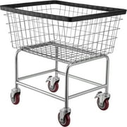KFFKFF 2.8 Bushel Wire Laundry Basket Wire Laundry Cart with Wheels, 20''x15.7''x26'' Commercial Steel Frame with Chrome Finish, 4inch Casters, Wire Basket Cart