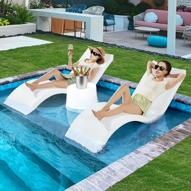 SKYSHALO 2 PCS inPool Lounge Chairs Chaise Lounger Inside Sun Shelf Lounger Pool
