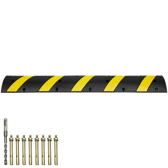 SKYSHALO 2 PCs 72'' Rubber Speed Bump 2 Channel Load Heavy Duty Speed Hump 22000lbs