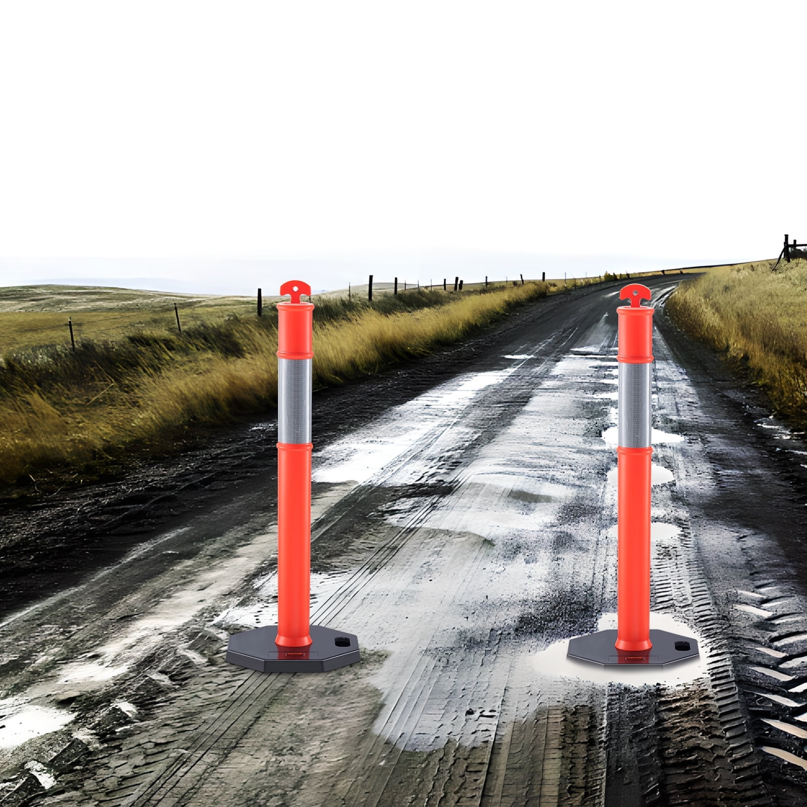 SKYSHALO 2 PCs Traffic Delineator Post Cones with Base for Traffic Control Warning