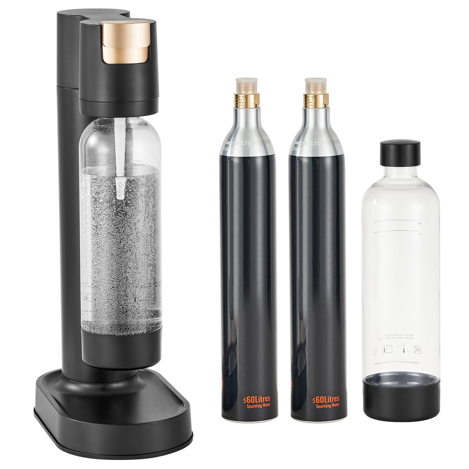 KFFKFF 2 PET Bottle Sparkling Water Maker 2 CO2 Cylinder Soda Maker Machine Black(not contain CO2 GAS )