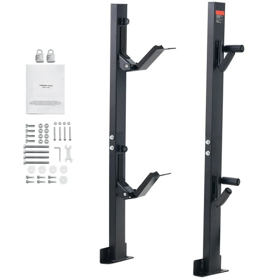 SKYSHALO 2-Slot Trimmer Rack, Secure Weed Trimmer Holder for Trailers, Includes Zinc Alloy Combination Lock, Easily Mounted on Landscape Trucks or Trailers, Durable Pair of Weed Eater Racks