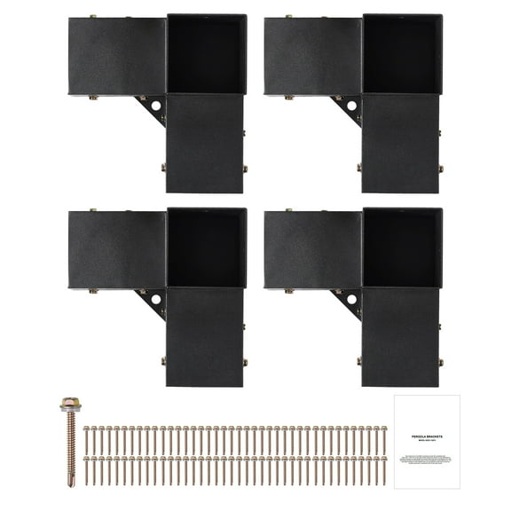 KFFKFF 20.72 lb 8.66" x 8.66" x 5.98", Carbon Steel Post Brackets Black 4 Piece