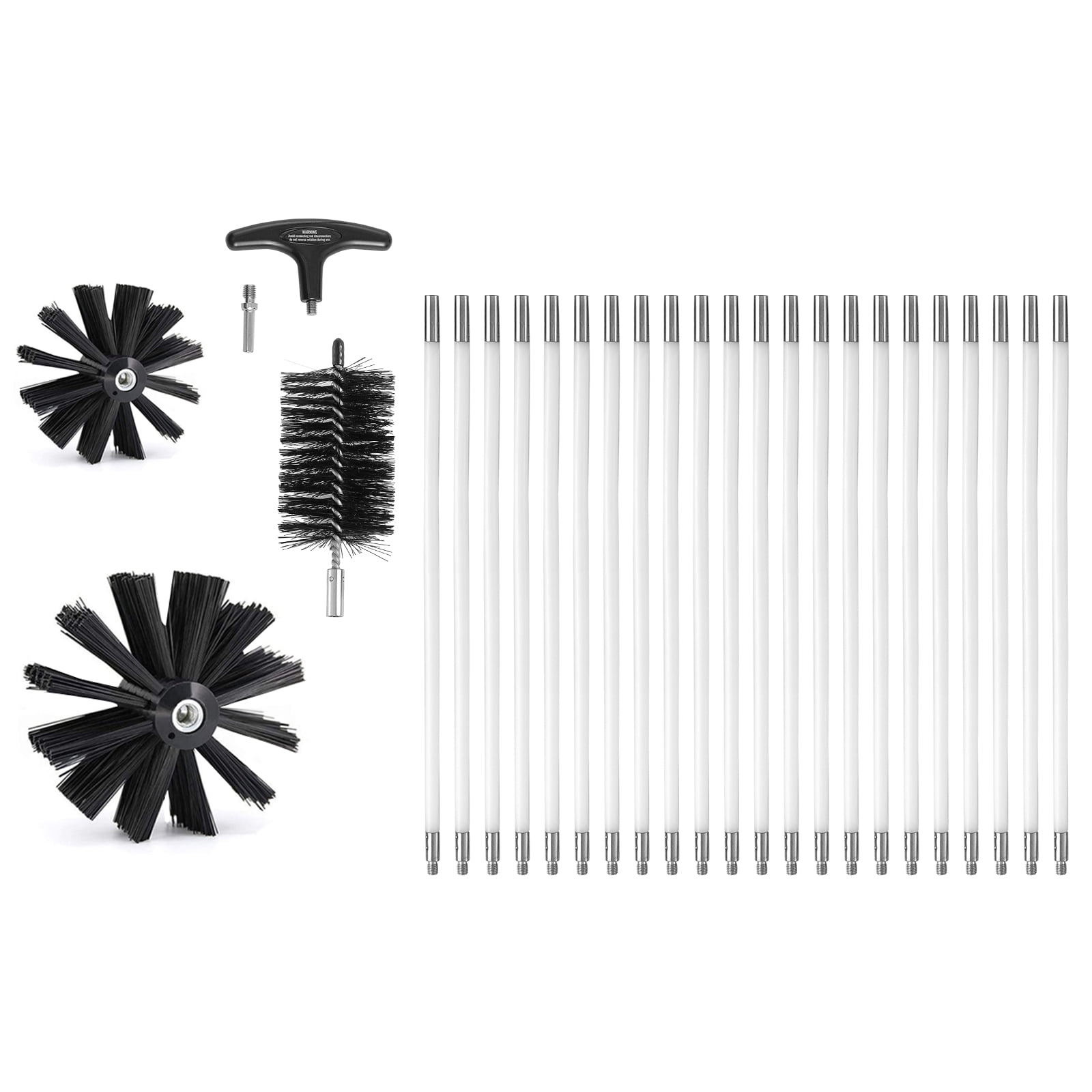 SKYSHALO 22-Piece Dryer Vent Cleaning Kit, 30ft Reach with Flexible, 3-Size Lint Brushes & Nylon Brushes, Includes Clamp Connectors for Efficient Cleaning