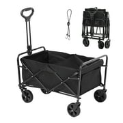 SKYSHALO 220 lbs Heavy Duty Collapsible Folding Wagon 2 cu.ft Beach Wagon Cart,Made Of Durable 600D Oxford Fabric,One-touch Quick-folding Design For Easy And Space-saving Storage
