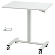 KFFKFF 28-44 Gas-Spring Height Adjustable Sit-Stand Desk, Mobile Standing Desk, 4 360  Swivel Wheels 2 Lockable Portable Rolling Laptop Table Computer Cart, 40LBS Loading