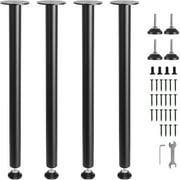 KFFKFF 28" Adjustable Desk Legs, Sturdy Steel Construction, Set of 4, for Custom Office Tables, Supports up to 1200 lbs, Easy Setup with Flexible Foot Cups, Bla