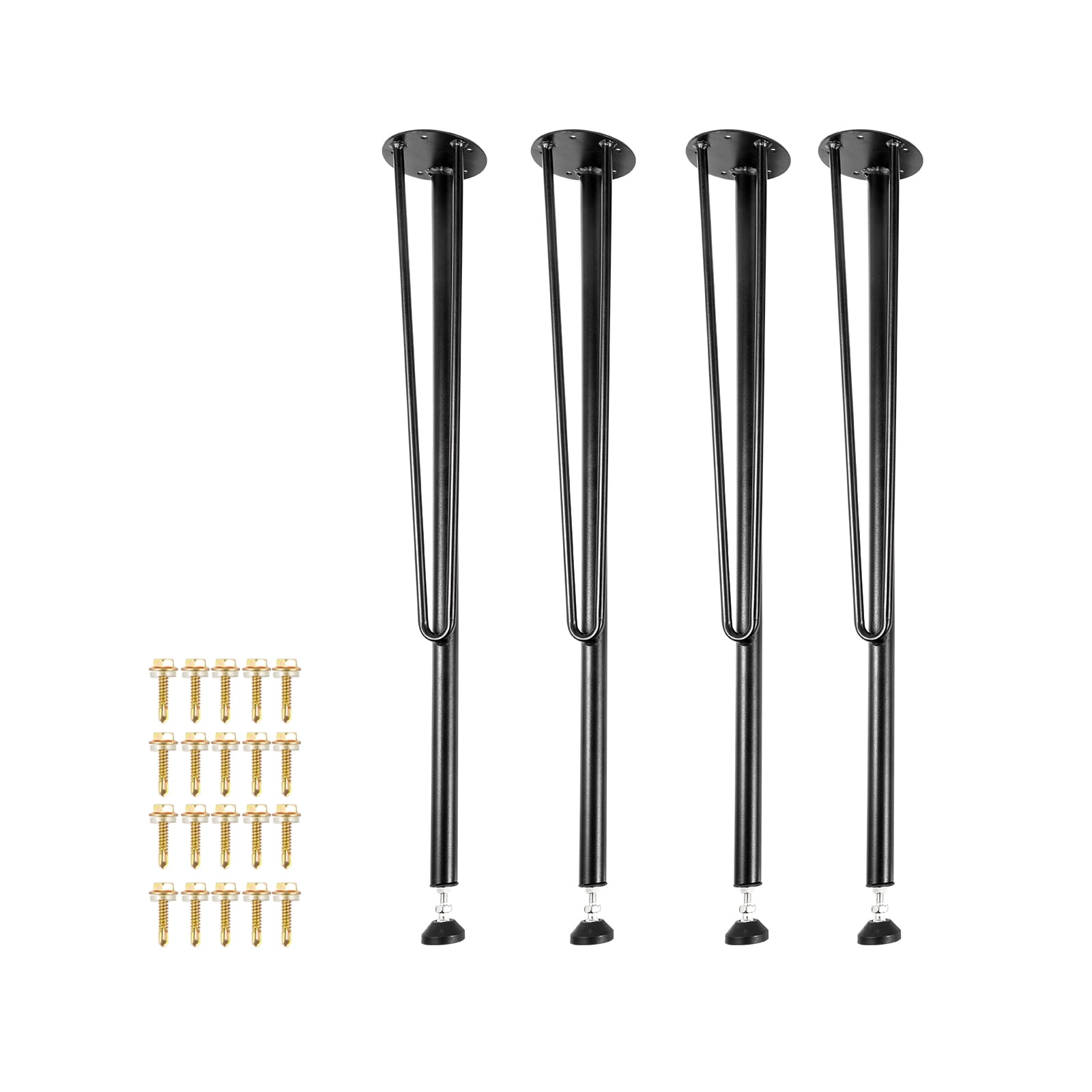 Heavy-Duty Hairpin Table Legs (Set Of 4) - Adjustable Silver Metal Furniture Feet, 6" Height, With Floor Protectors