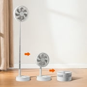 KFFKFF 3 in 1 Foldable Pedestal Fan, 7200mAh Rechargeable Portable Telescopic Fan, Foldable Oscillating Standing Fan with Remote Control Quiet Timer Fan for Home Kitchen Outdoor Camping