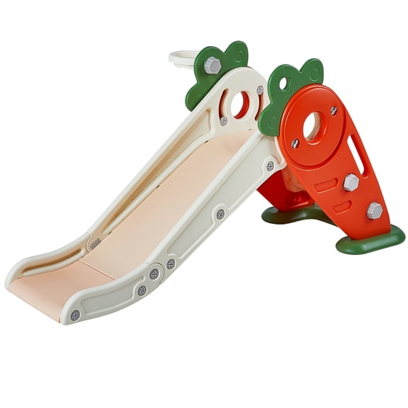 KFFKFF 3 in 1 Toddler Slide and Climber for Indoor and Outdoor, Non-Slip Steps Freestanding Kids Slide with Basketball Hoop for Toddler Playground Slipping Slide Climber Toy Playset