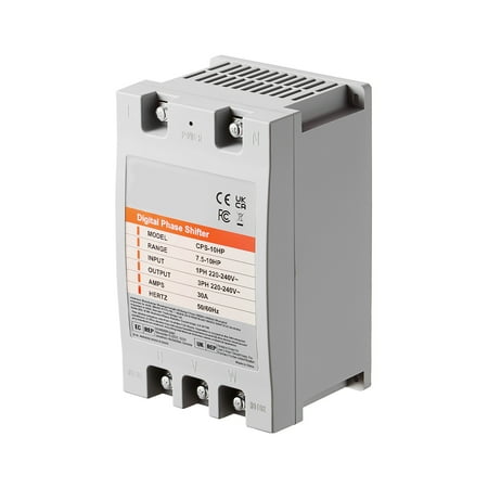 KFFKFF 3 Phase Adapter - 10HP 30A 220V, Converts Single to 3 Phase Power, Digital Phase Adapter for Home & Small Business, 220V-240V Input/Output (Designed for Single Motor)