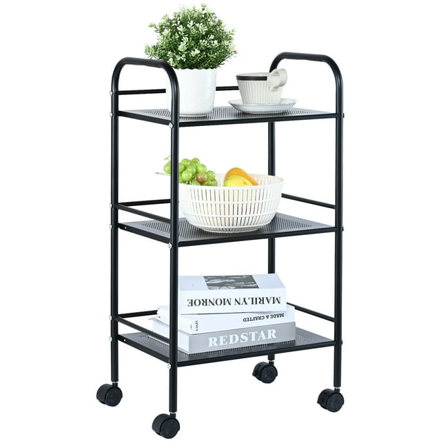 SKYSHALO 3Tier Kitchen Rolling Cart Utility Cart on Wheel with Handle