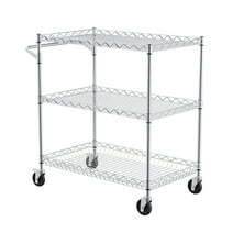 SKYSHALO 3-Tier Utility Cart Rolling Cart on Wheels 661 lbs 30"x18"x32.4" 6 Hooks