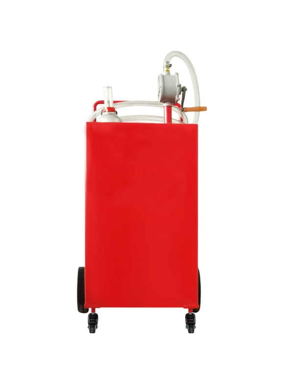 SKYSHALO 30 Gallon Fuel Caddy 4 Wheels & Gas Storage Tank , with Manuel Transfer Pump, Gasoline Diesel Fuel Container For Cars
