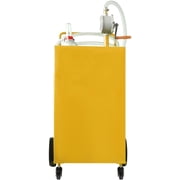 KFFKFF 30 Gallon Gas Caddy with Manual Pump & 4-Wheel Design, Yellow Fuel Storage Container for Vehicles, Lawn Equipment, ATVs, and Boats