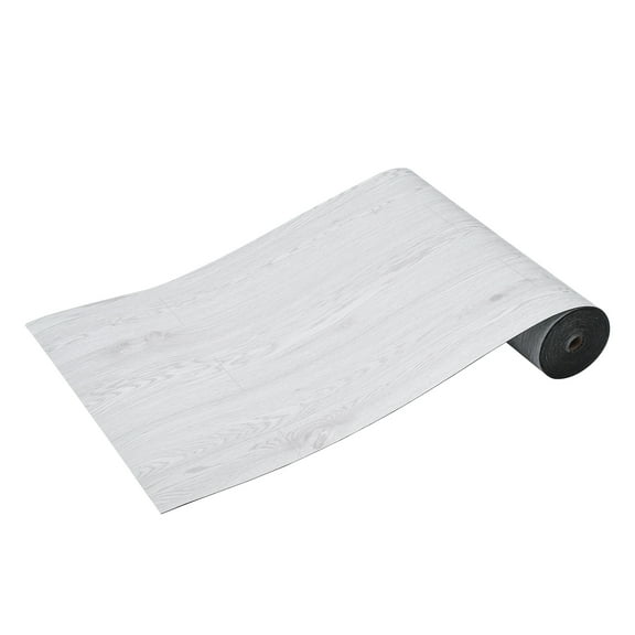 KFFKFF 32.5ft Self Adhesive Vinyl 1.5mm Thick Wood Grain Floor Tile Light Grey
