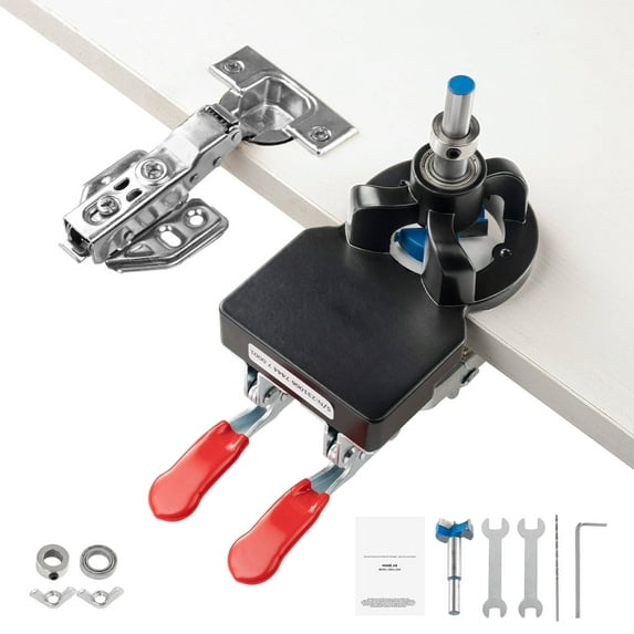 KFFKFF 35mm Concealed Door Hinge Jig, Accurate Locking Cabinet Hinge Jig, Aluminum Alloy DIY Pocket Hole Jig, Adjustable Quick Punch Cabinet Hardware Jig