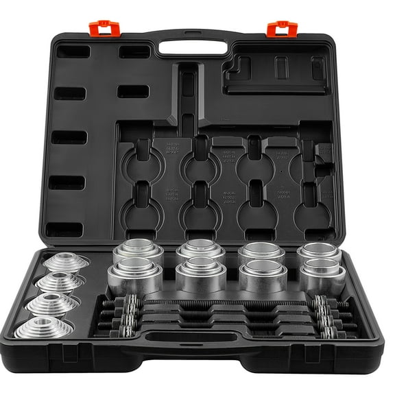 KFFKFF 36-Piece Pull & Press Sleeve Set, Steel Bush Bearing Extractor & Installer Kit, Bushing Removal & Insertion Tool Set with Storage Case, Fits Various LCV & HGV Engines