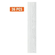 SKYSHALO 36 Pieces White Wood Grain Self Adhesive Vinyl Floor Tiles 2.5mm Thick Light