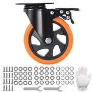 KFFKFF 4 Pack 5 Caster Wheels Swivel Plate Casters Heavy Duty with Locking Brake
