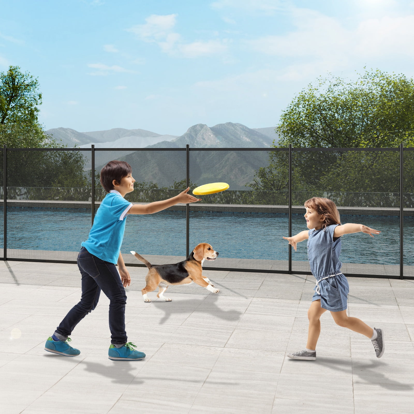 Free Shipping! SKYSHALO 4 x 48 FT Removable Pool Fence Fences Pool for