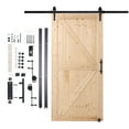 thumbnail image 1 of KFFKFF 42" x 84" Barn Door Hardware kit, Barn Door Track, Spruce Wood Panelled Slab, Sliding Door Hardware kit, Smoothly and Quietly -Heavy Duty Sturdy, Barn Door Kit with 8-in-1 Floor Guide, 1 of 9