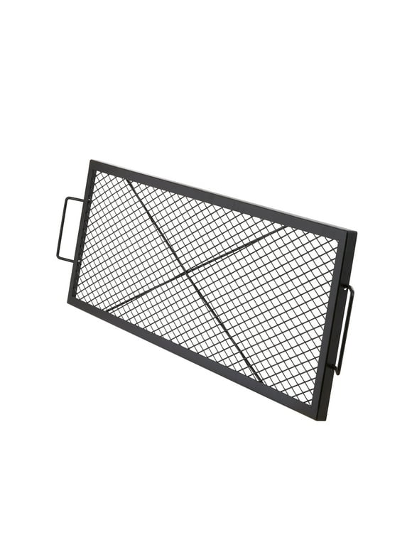SKYSHALO 44" Rectangle Cooking Grate X-Marks Heavy-Duty Steel Fire Pit Grill Grate