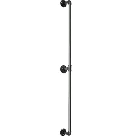 KFFKFF 440LBS Load Capacity Carbon Steel Pipe Handrail, Pipe Stair Handrail, Industrial Pipe Handrail with Wall Mount Support, Round Corner Wall Handrailings for Indoor, 5FT Staircase Handrail